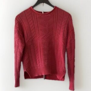 Ralph Lauren Magenta Cable Knit Sweater XS | Crew Neck Cotton | Classic Preppy